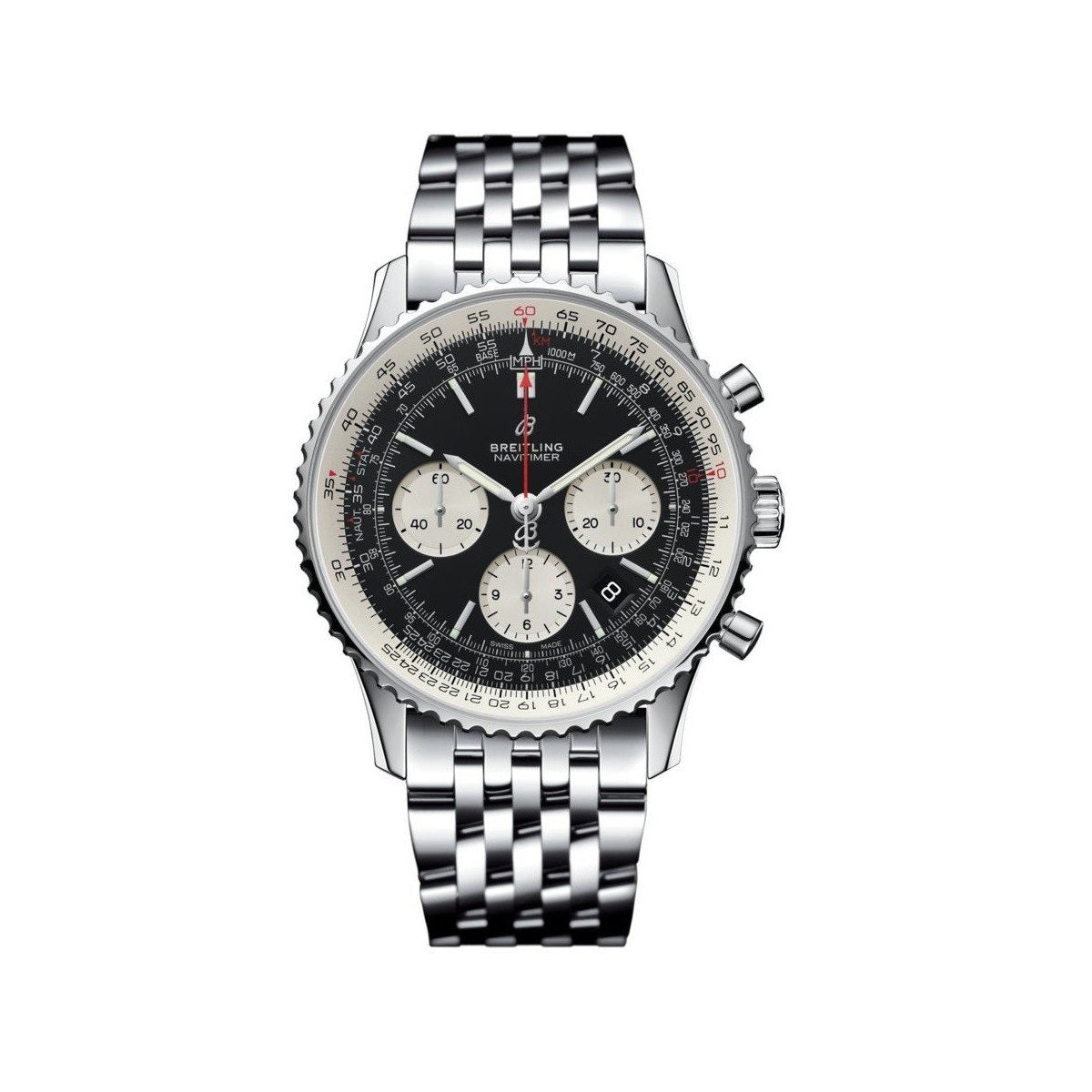 Breitling Navitimer 1 Automatic Stainless Steel 43MM Black Dial Mens Watch AB0121211B1A1