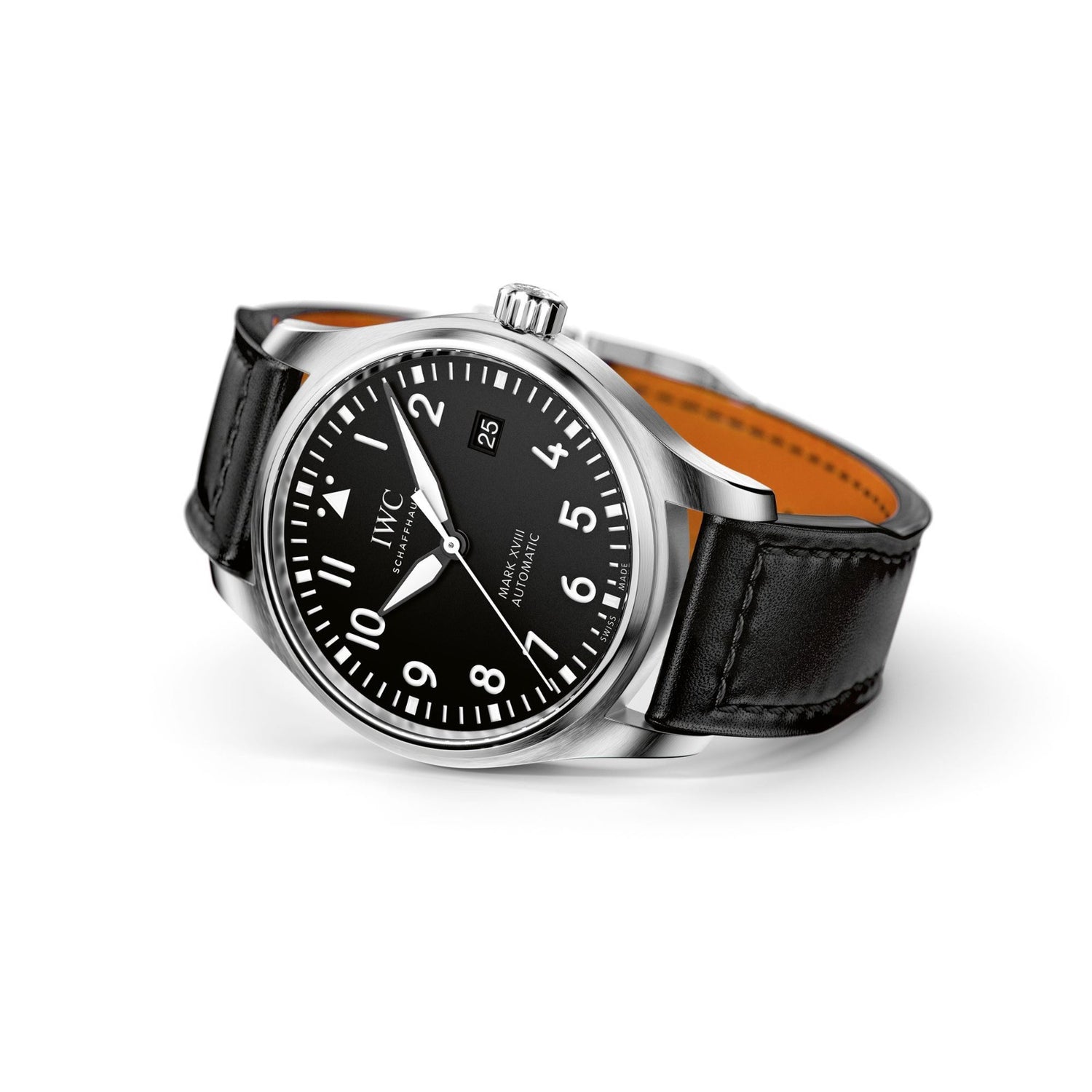 IWC Schaffhausen Pilot Automatic Stainless Steel Black Dial Mens Watch IW327001