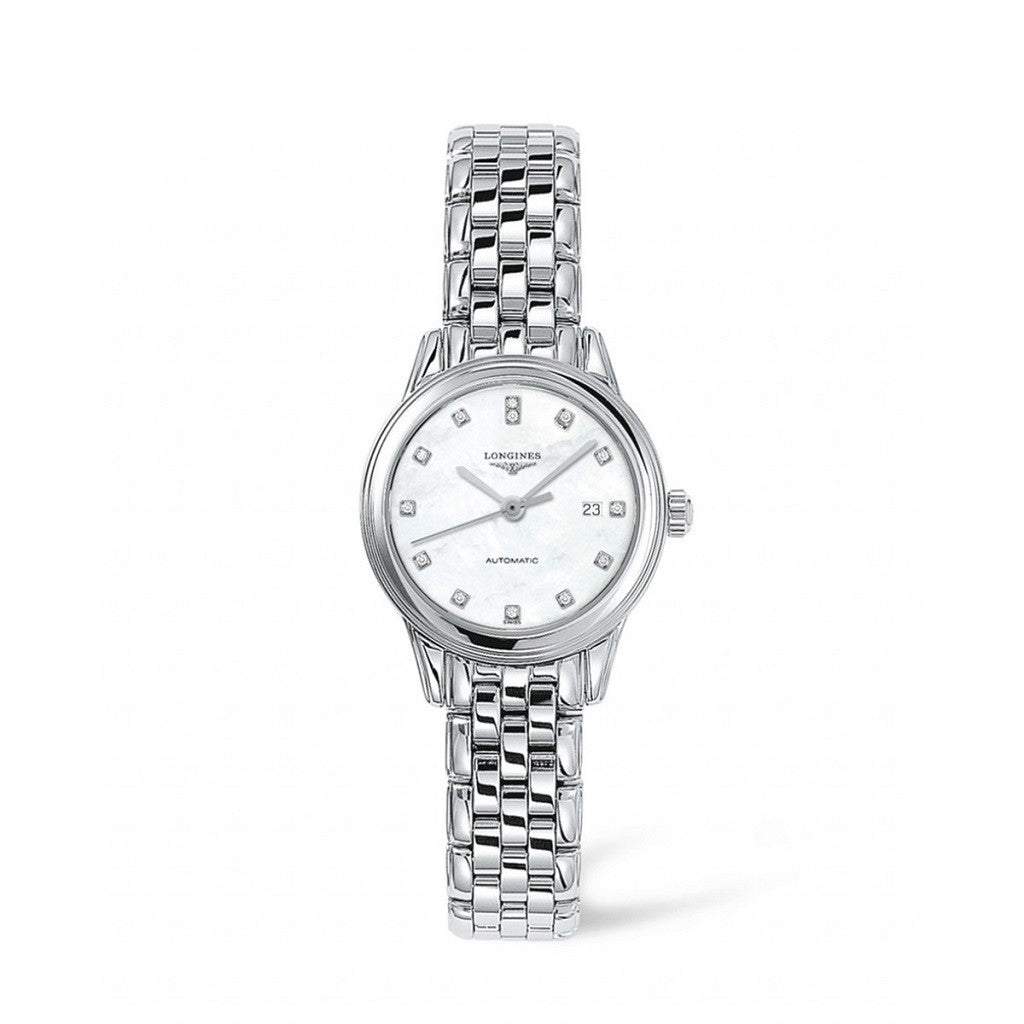 LONGINES Flagship Automatic Stainless Steel Mother of Pearl Dial Diamond Ladies Watch L43744876