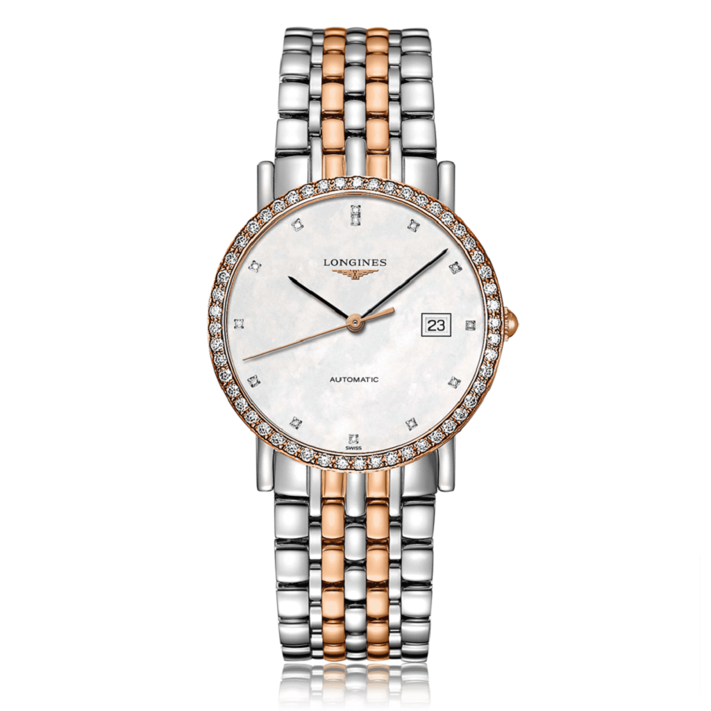 LONGINES Elegant Collection Automatic Steel & Rose Gold Mother-Of-Pearl Dial Mens Watch L48095887
