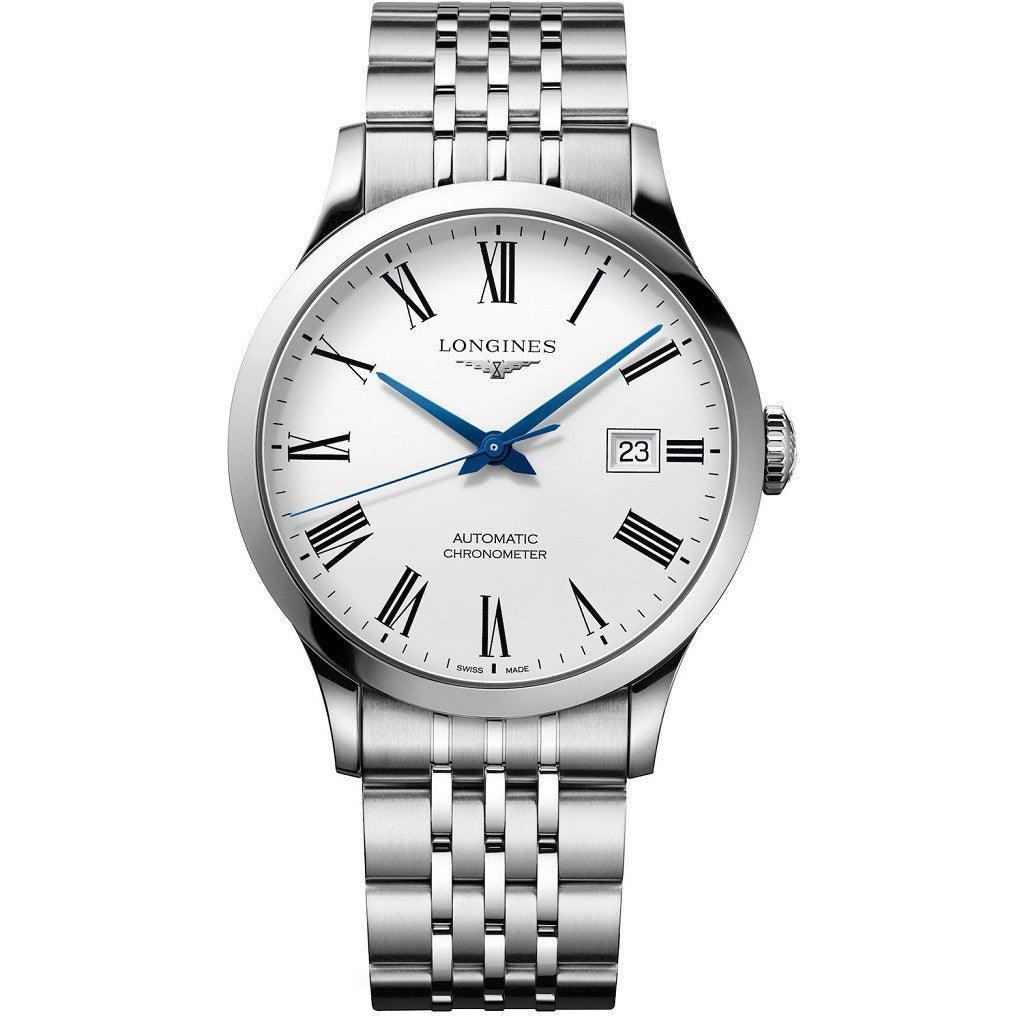 LONGINES Record Automatic Stainless Steel White Dial Mens Watch L28214116