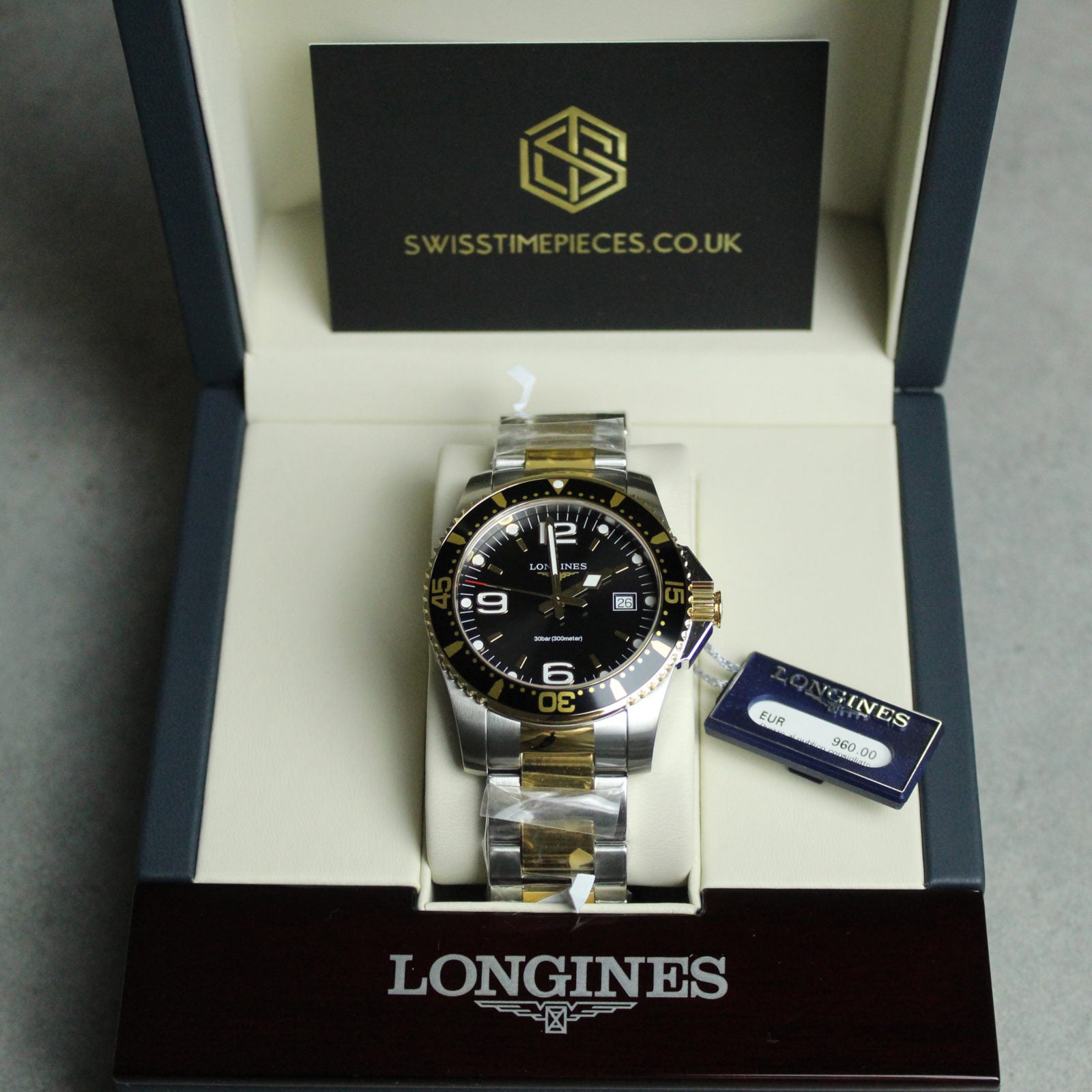 LONGINES HydroConquest Quartz Stainless Steel Black Dial Mens Watch L37403567