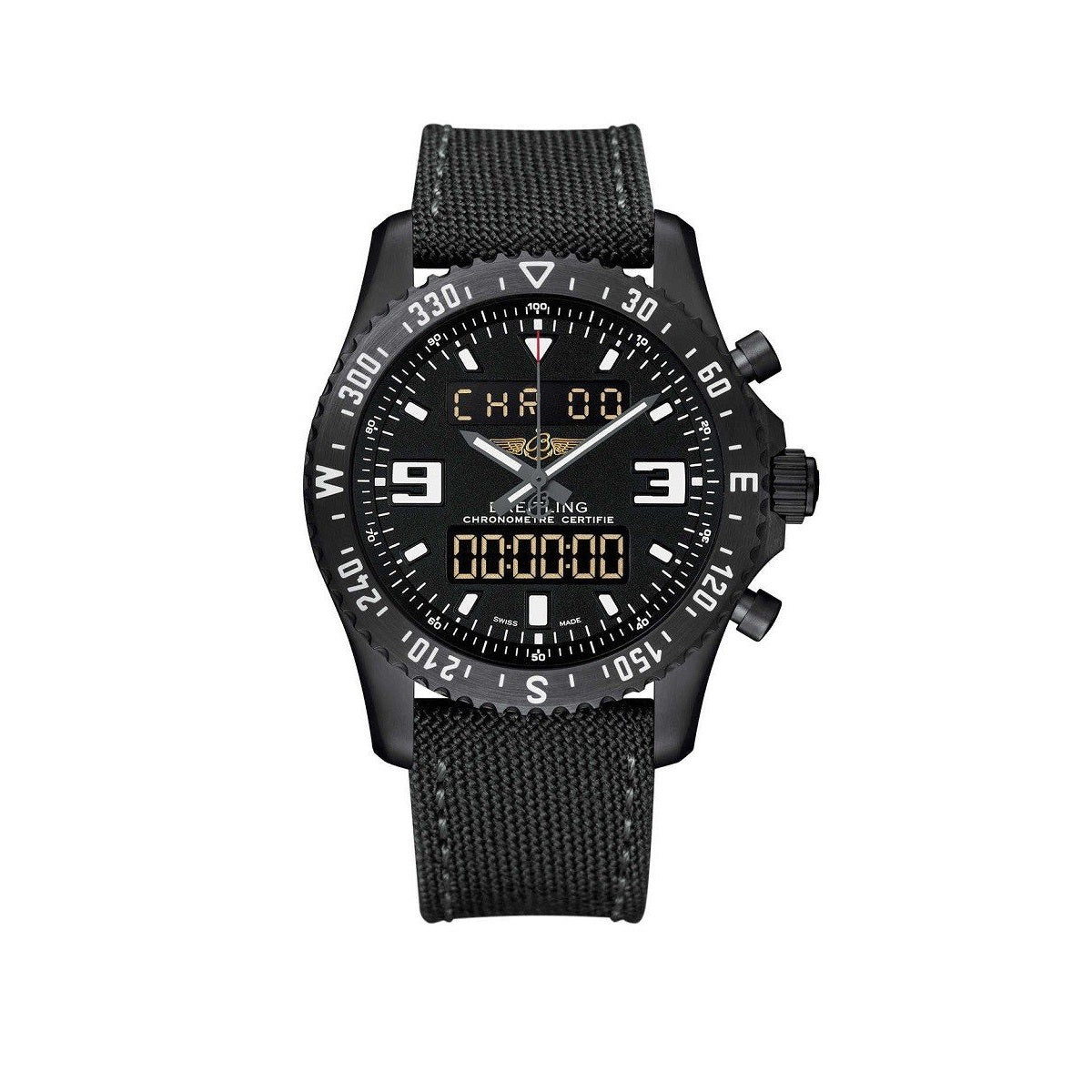 Breitling Chronospace Military Black Dial Rubber Strap 46mm Watch M78367101B1W1