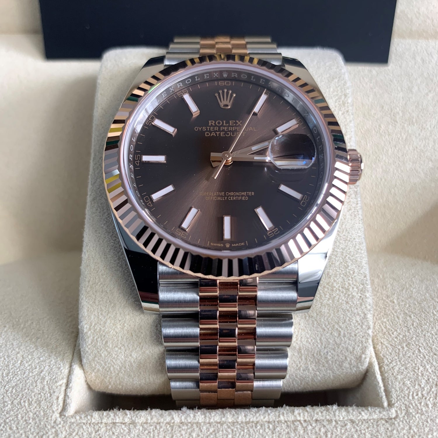 Rolex Datejust 41 Everose 126331 Chocolate Dial Watch Unworn