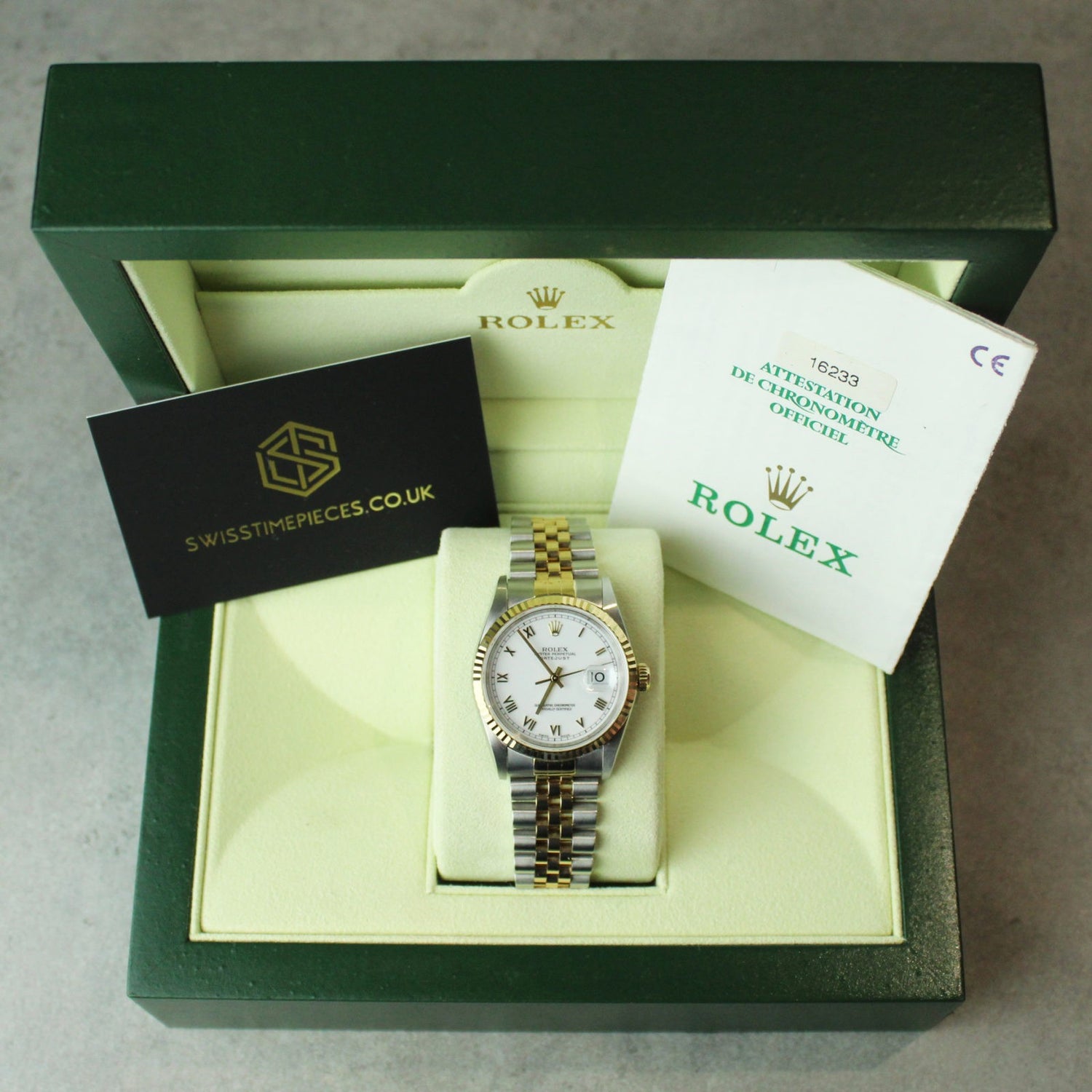 Rolex Datejust 16233 Bimetal Roman Numeral Box & Papers
