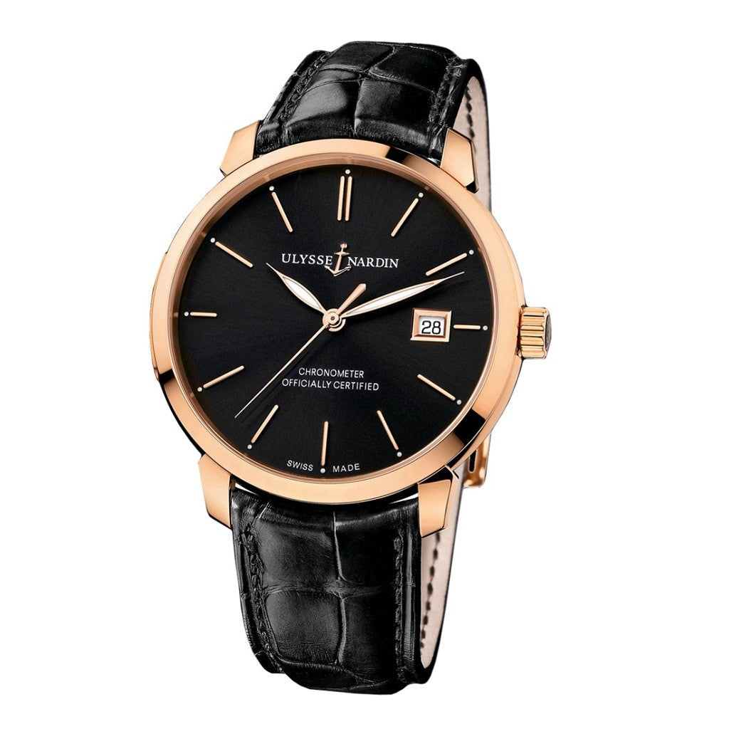 Ulysse Nardin Classico Automatic Rose Gold Black Dial Unisex Watch 8156-111-2/92