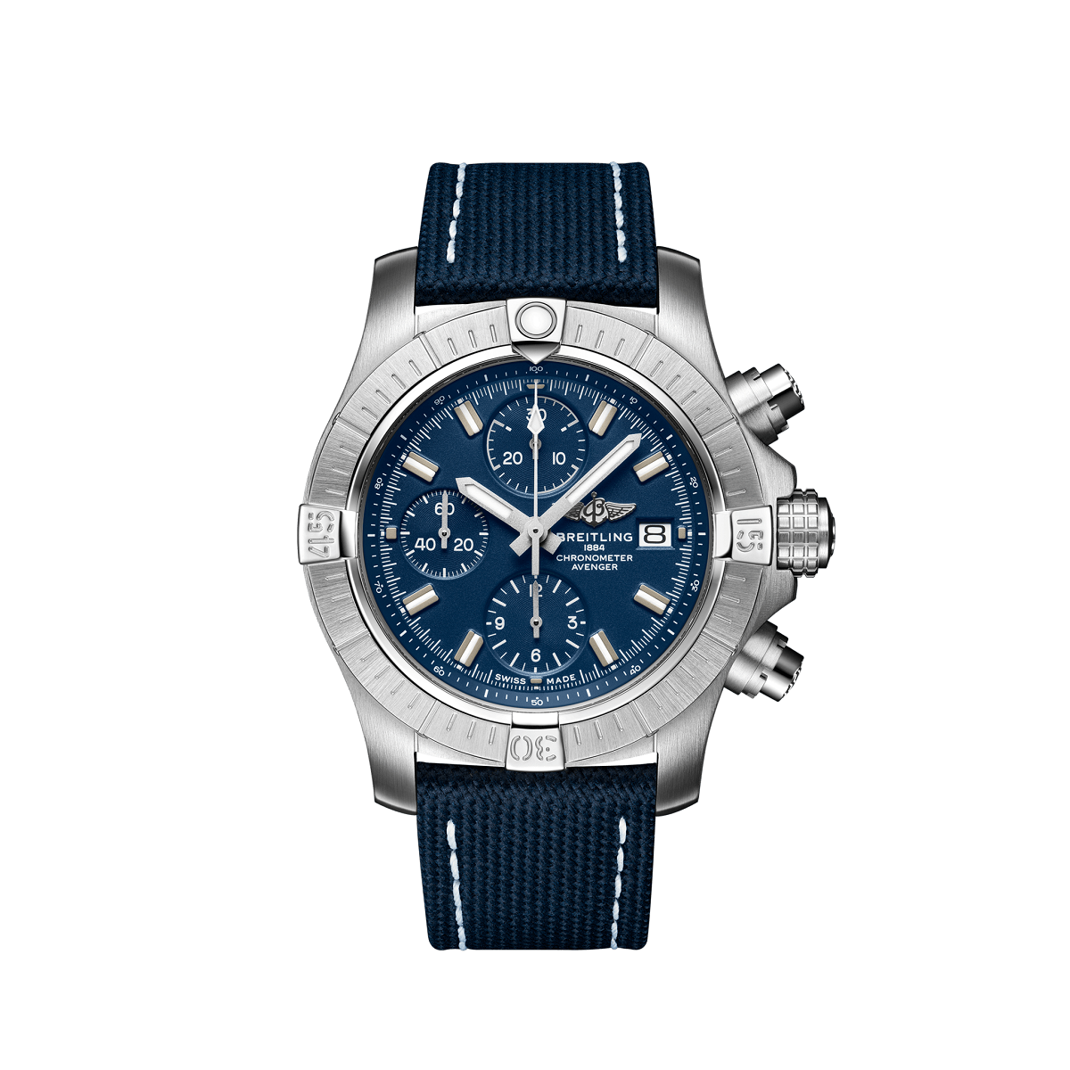 BREITLING AVENGER CHRONOGRAPH 43 STAINLESS STEEL / BLUE / MILITARY / PIN - A13385101C1X1