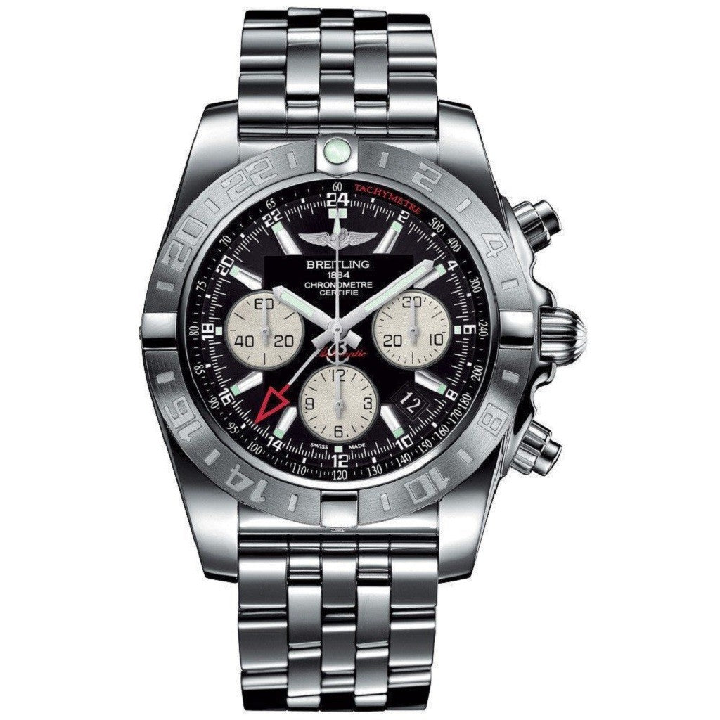 BREITLING Chronomat 44mm GMT Black Automatic Mens Watch AB042011/BB56 AB042011/BB56 375A