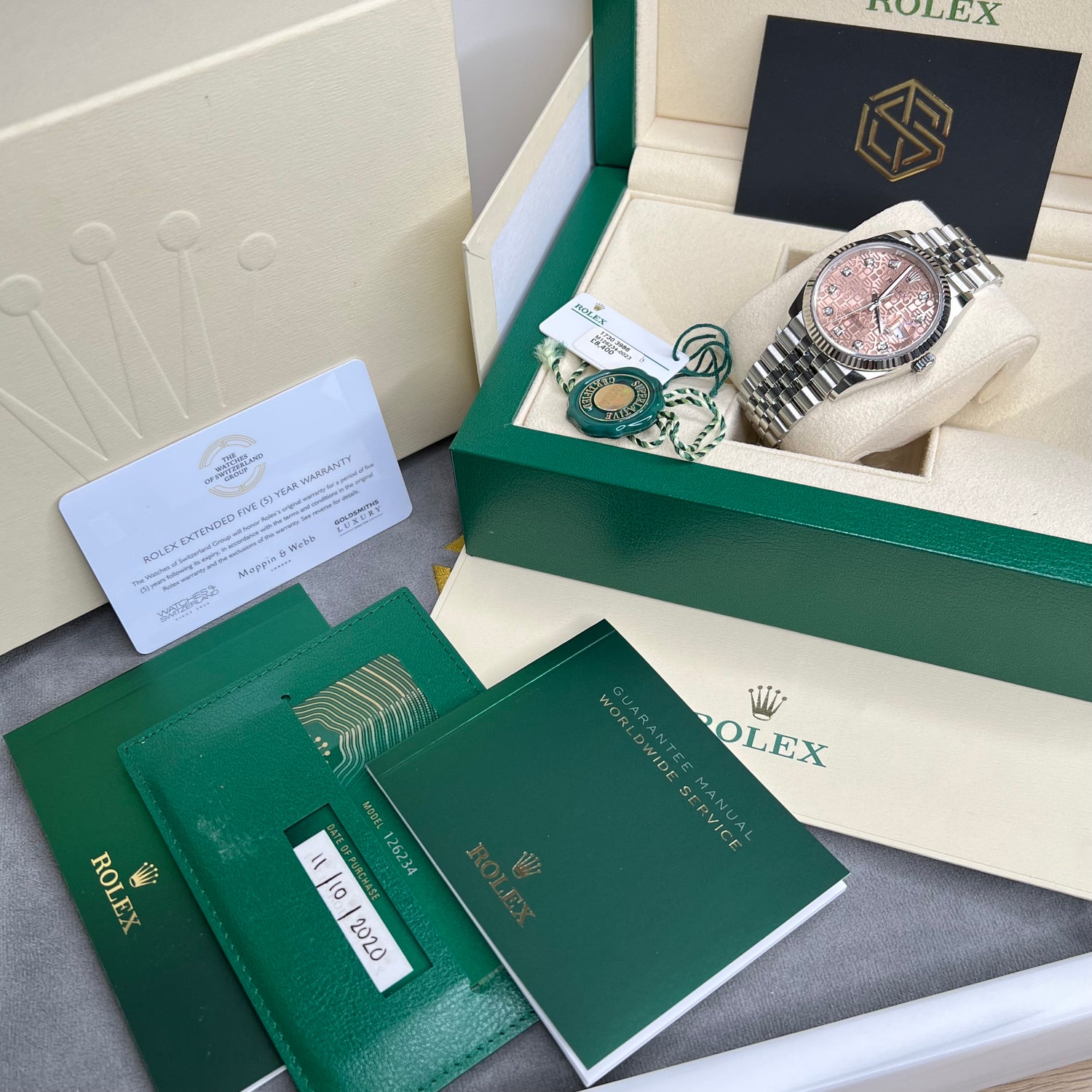 Rolex Datejust 36 126234 Rolex Motif Diamond Marker Ladies 2020 Full Set Watch