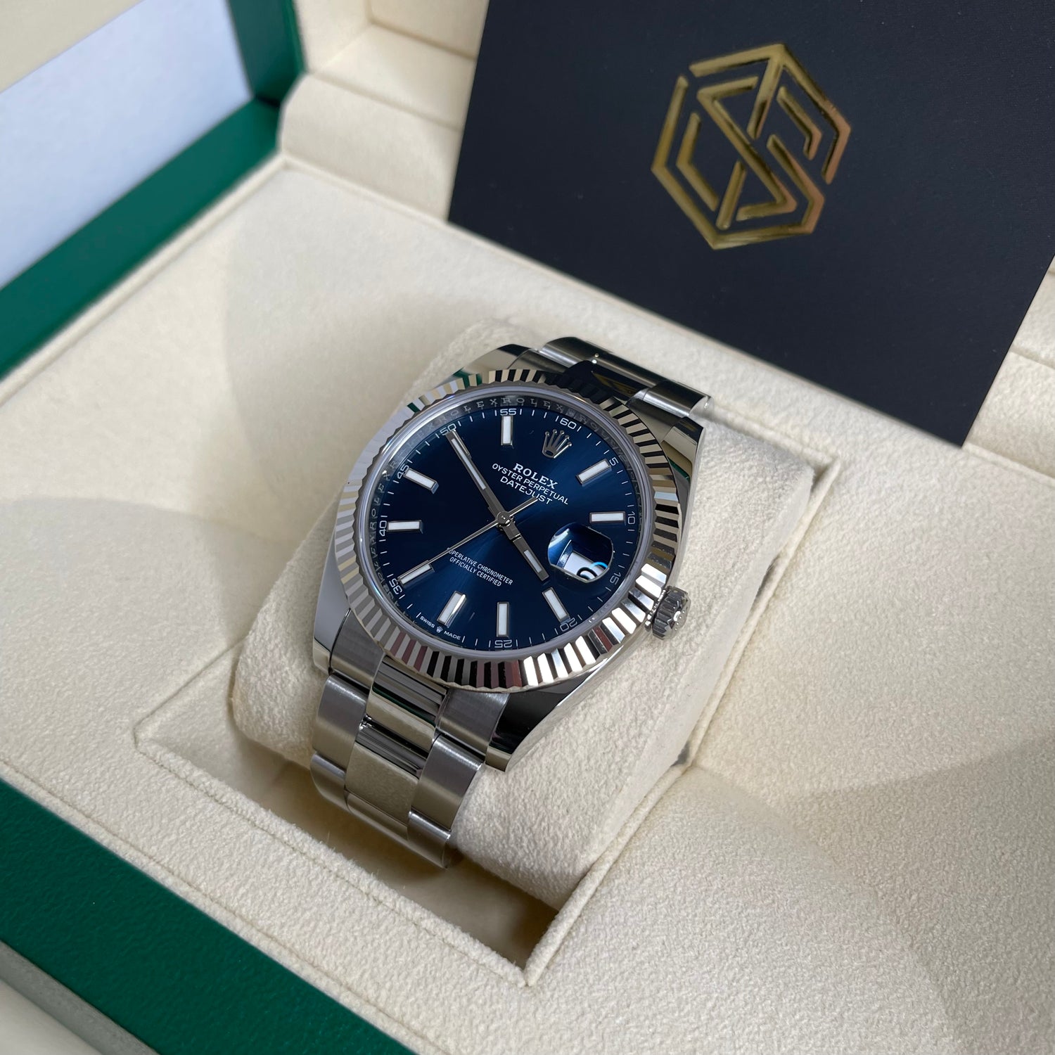 Rolex Datejust 41 126334 Blue Baton Dial Oyster 2022 Full Set Watch ...