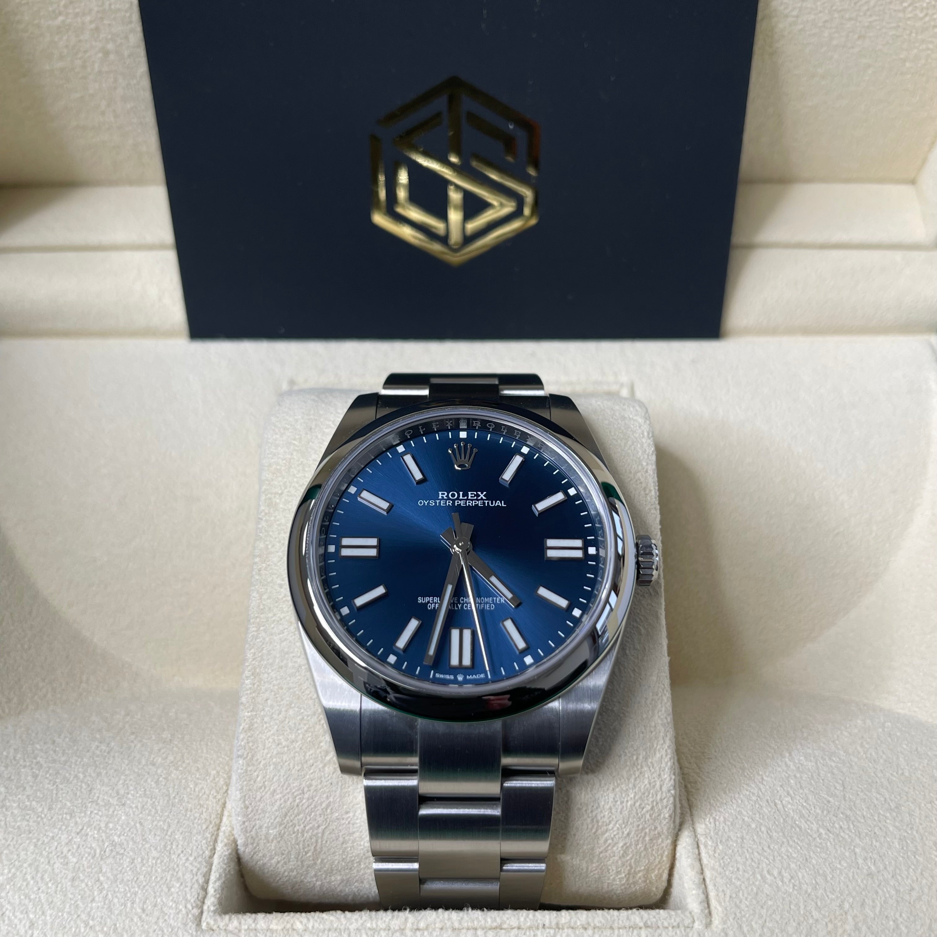 Rolex oyster perpetual 41 blue 2021 sale