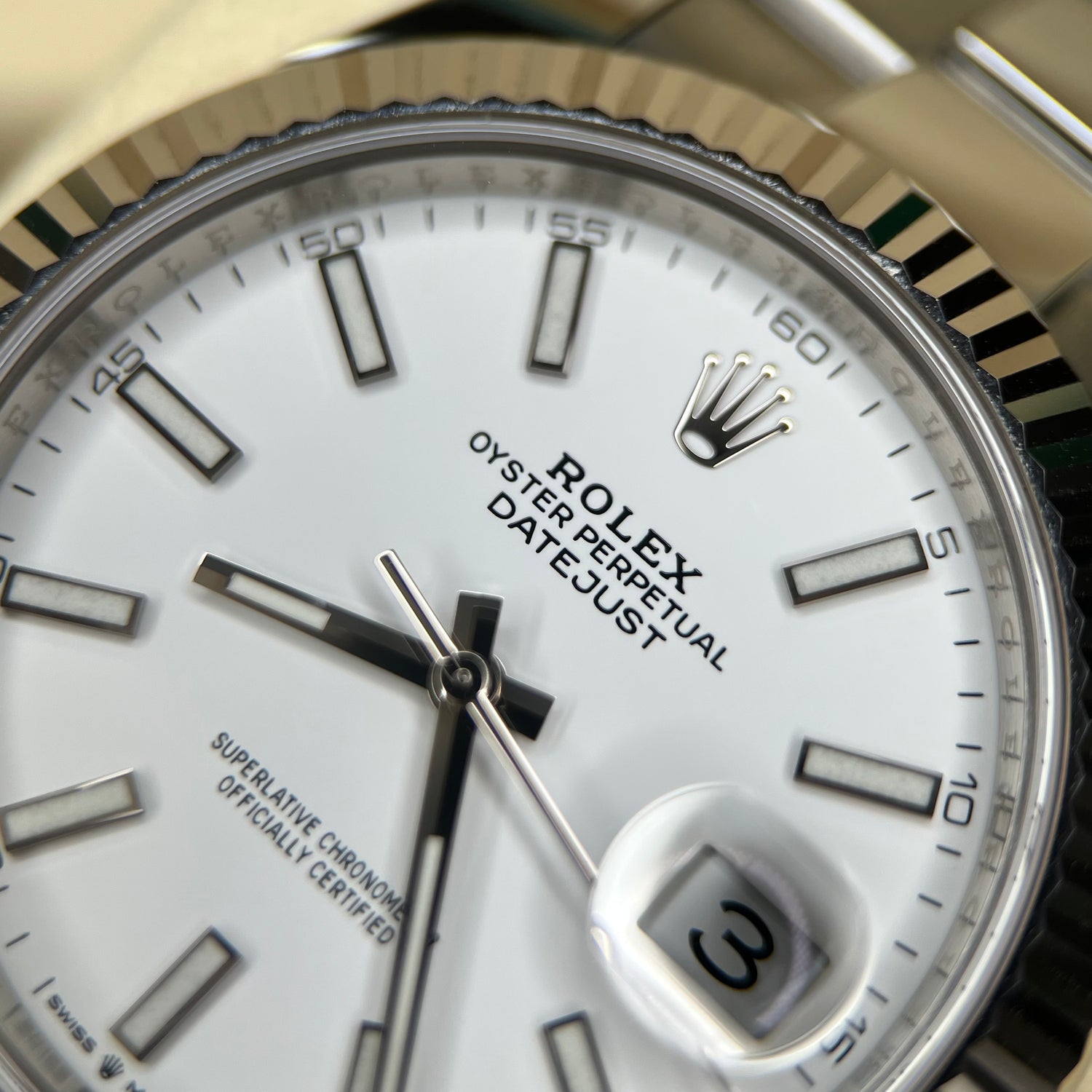 Rolex 126334 Datejust 41 White Baton Dial Oyster 2020 Full Set Watch - SwissTimepieces