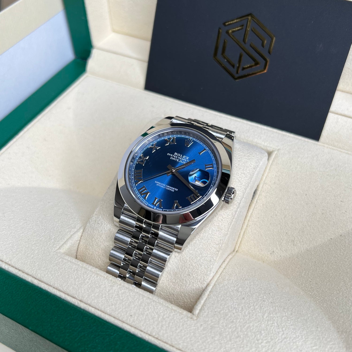 Rolex Datejust 41 126300 Azzurro Blue Dial Jubilee Mint Condition 2021 ...