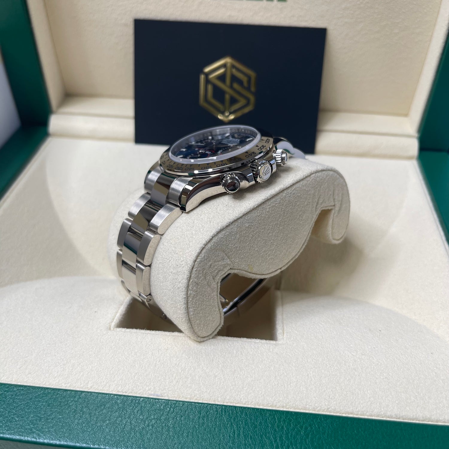 Rolex Cosmograph Daytona 18ct White Gold Blue Dial 116509 2021 Unworn Full Set Watch