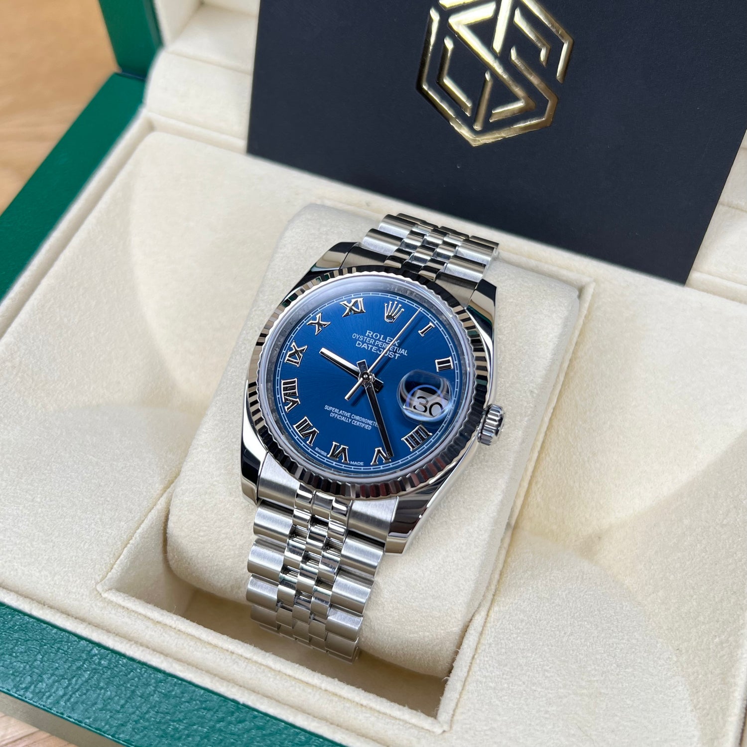 Rolex 116234 Datejust 36 Blue Roman Numeral Jubilee Bracelet 2015 Full ...