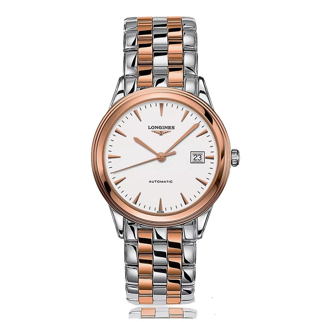 LONGINES Flagship Automatic Steel & Rose Gold White Dial Mens Watch L48743927