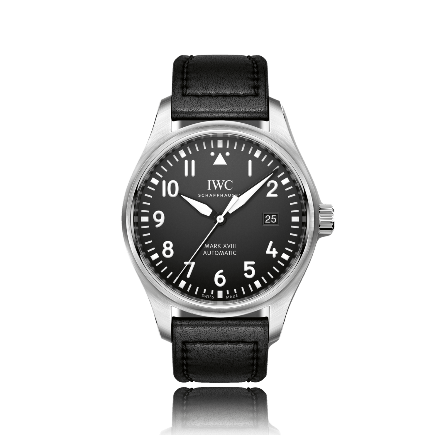 IWC Schaffhausen Pilot Automatic Stainless Steel Black Dial Mens Watch IW327001