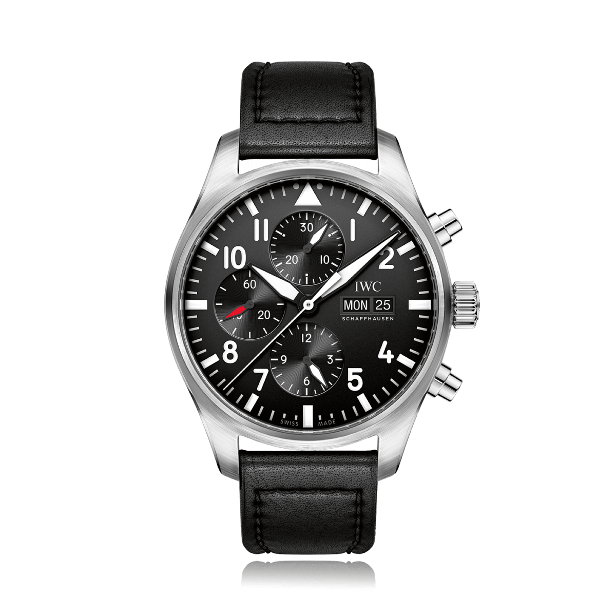 IWC Schaffhausen Pilot Chronograph Automatic Stainless Steel Black Dial Mens Watch IW377709