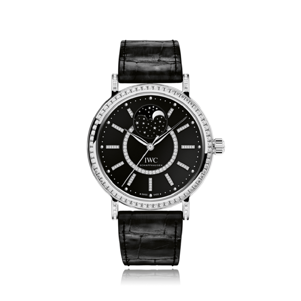 IWC Schaffhausen Portofino Midsize Automatic Moonphase White Gold Black Dial Ladies Watch IW459004