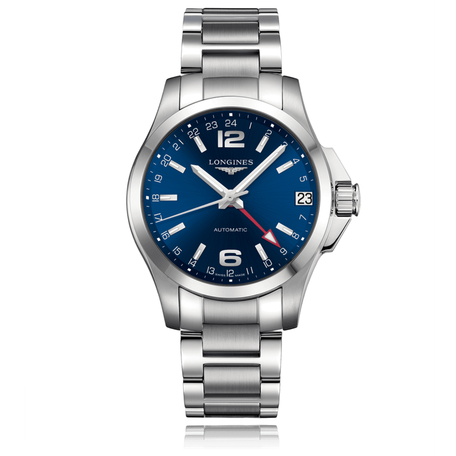 LONGINES Conquest Chronograph Stainless Steel Blue Automatic Mens Watch L36874996