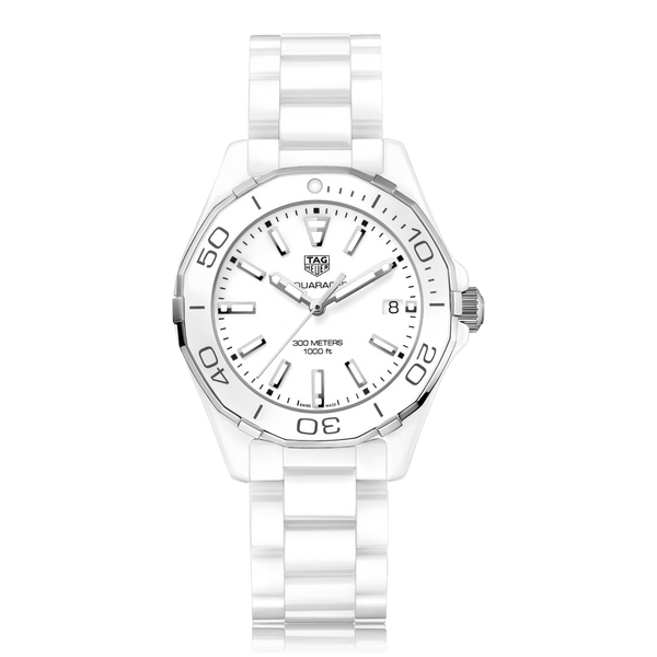 TAG HEUER Aquaracer Quartz Ceramic White Dial Ladies Watch WAY1391