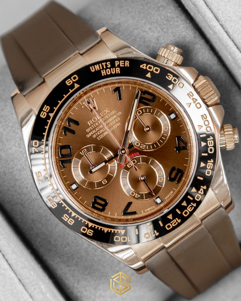 SwissTimepieces-559-Rolex 116515LN Daytona Everose Chocolate Arabic Dial 2015 Full Set Watch-